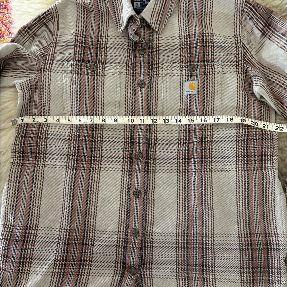Carhartt Nutmeg Plaid Heavyweight Overshirt Jacket Button Down Oversized - Picture 3 of 5